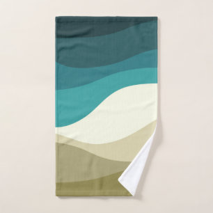 Colourful retro style waves decoration bath towel set