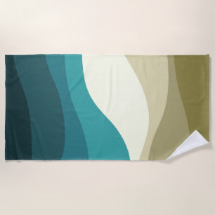Colourful retro style waves decoration beach towel