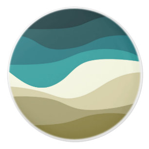 Colourful retro style waves decoration ceramic knob