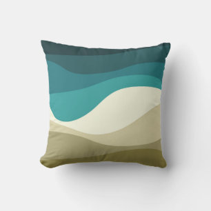 Colourful retro style waves decoration cushion