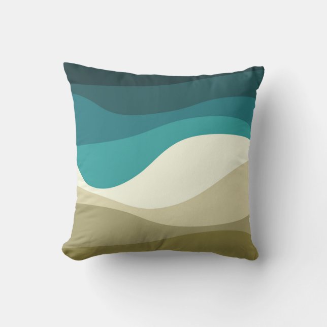 Colourful retro style waves decoration cushion (Front)