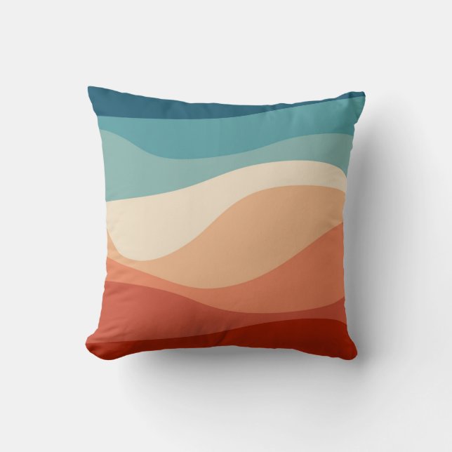 Colourful retro style waves decoration cushion (Front)