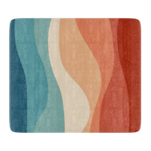 Colourful retro style waves decoration cutting board