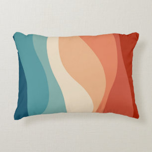 Colourful retro style waves decoration decorative cushion