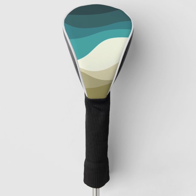 Colourful retro style waves decoration golf head cover (Front)