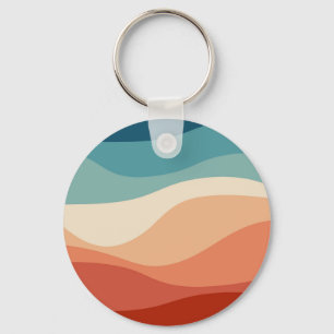 Colourful retro style waves decoration key ring