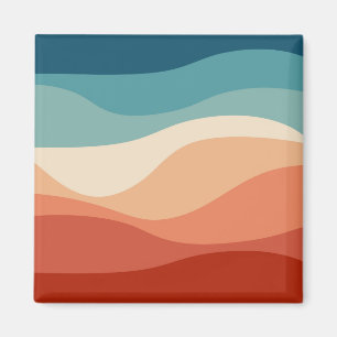 Colourful retro style waves decoration magnet