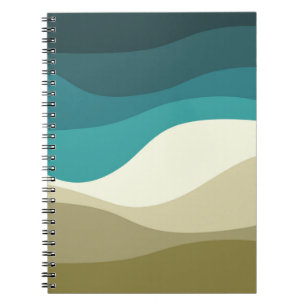 Colourful retro style waves decoration notebook