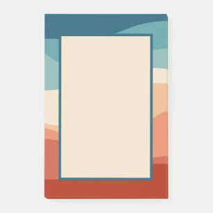 Colourful retro style waves decoration post-it notes
