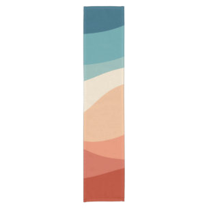 Colourful retro style waves decoration short table runner