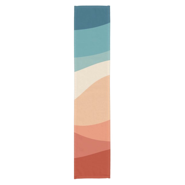 Colourful retro style waves decoration short table runner (Front)