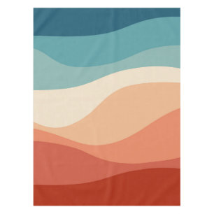 Colourful retro style waves decoration tablecloth