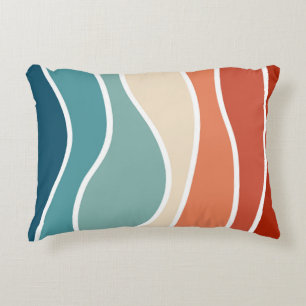 Colourful retro style waves decorative cushion