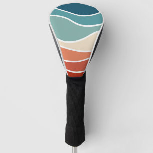Colourful retro style waves golf head cover