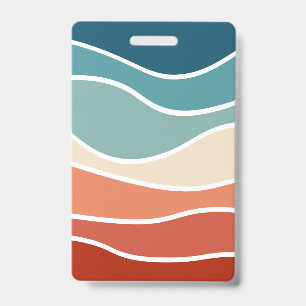 Colourful retro style waves ID badge