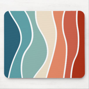 Colourful retro style waves mouse pad
