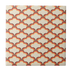 Colourful retro style waves pattern ceramic tile