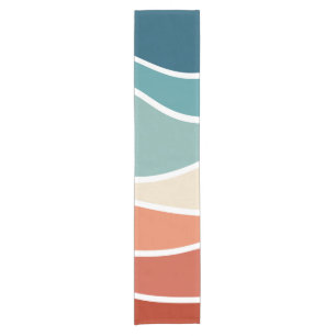 Colourful retro style waves short table runner