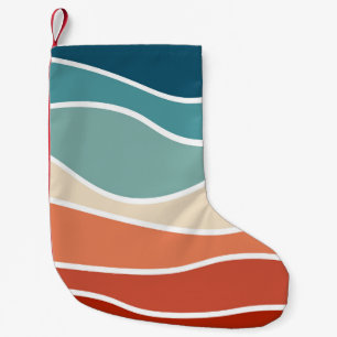 Colourful retro style waves small christmas stocking
