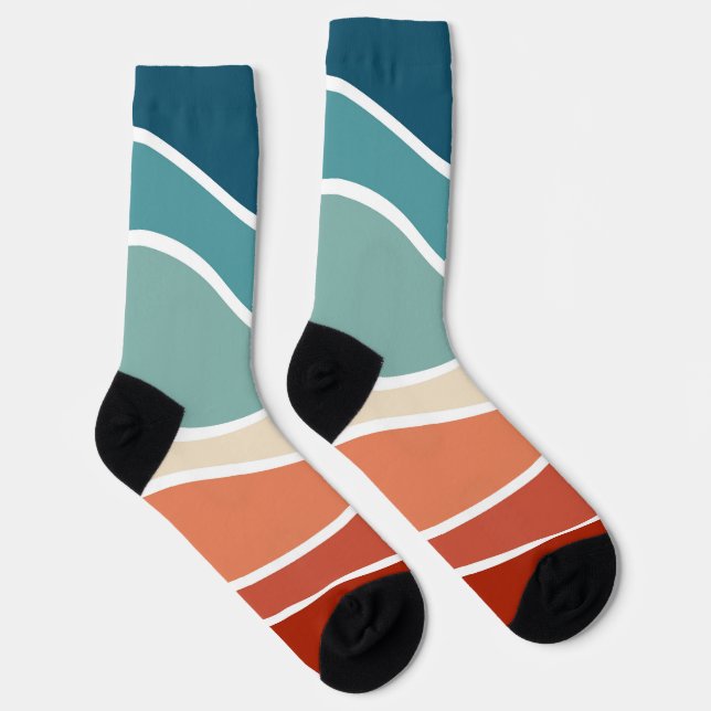 Colourful retro style waves socks (Right)