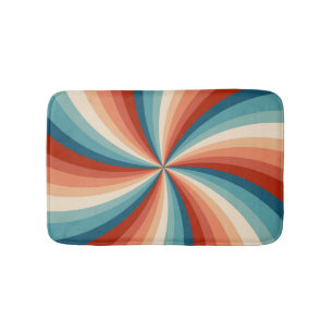Colourful retro style wavy sun rays bath mat