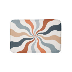 Colourful retro style wavy sun rays  bath mat