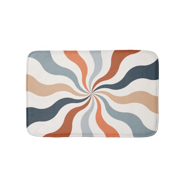 Colourful retro style wavy sun rays  bath mat (Front)