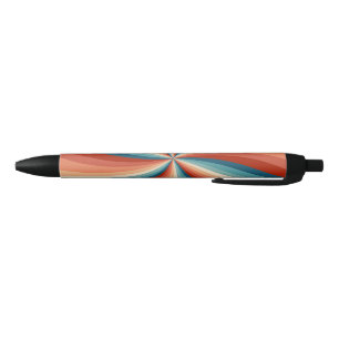 Colourful retro style wavy sun rays black ink pen