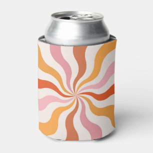 Colourful retro style wavy sun rays can cooler