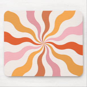Colourful retro style wavy sun rays mouse pad