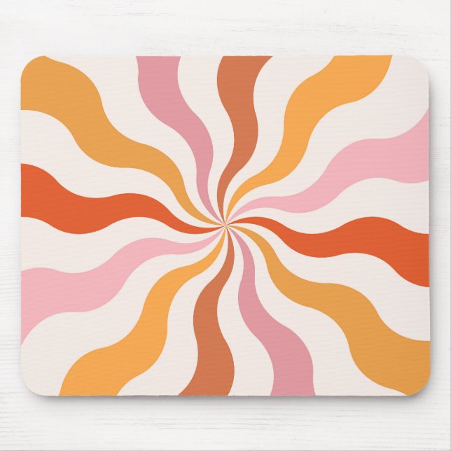Colourful retro style wavy sun rays  mouse pad (Front)