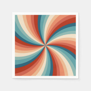 Colourful retro style wavy sun rays napkin