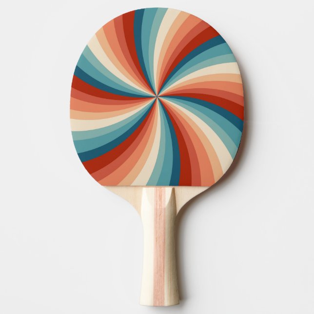Colourful retro style wavy sun rays ping pong paddle (Front)