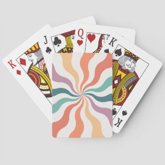Colourful retro style wavy sun rays  playing cards