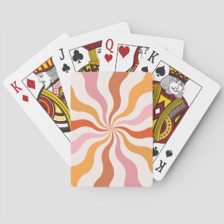 Colourful retro style wavy sun rays  playing cards