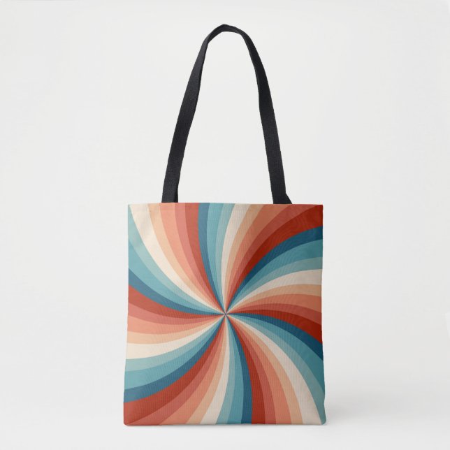 Colourful retro style wavy sun rays tote bag (Front)
