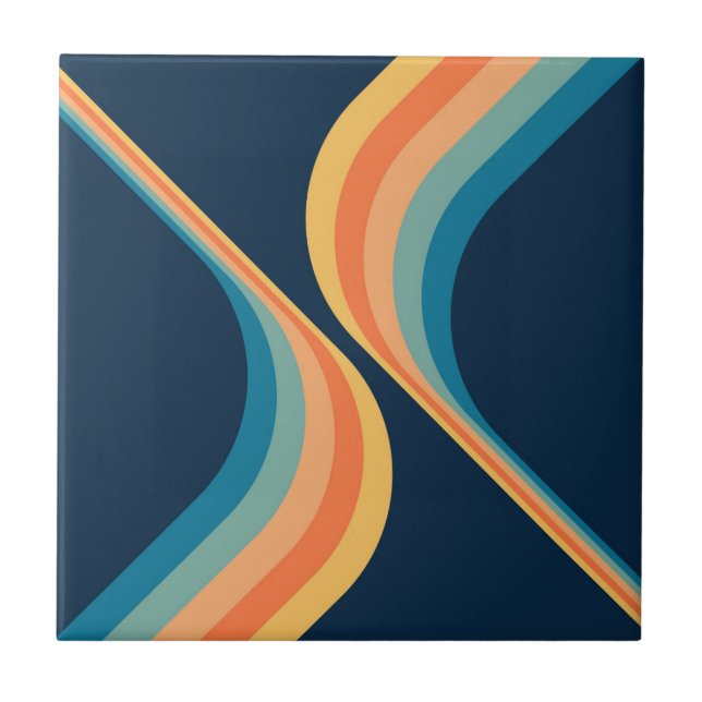 Colourful retro style wings design  ceramic tile (Front)