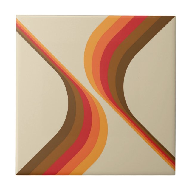 Colourful retro style wings design  ceramic tile (Front)