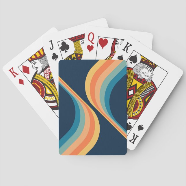 Colourful retro style wings design  playing cards (Back)