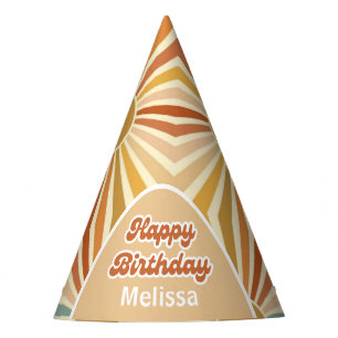 Colourful Retro Sun Groovy Wave Hello 40 Birthday Party Hat