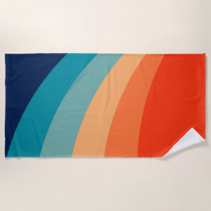 Colourful retro sun rays  beach towel