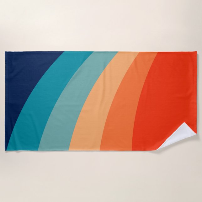 Colourful retro sun rays  beach towel (Front)