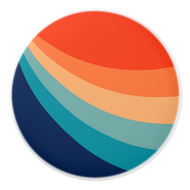 Colourful retro sun rays ceramic knob (Front)