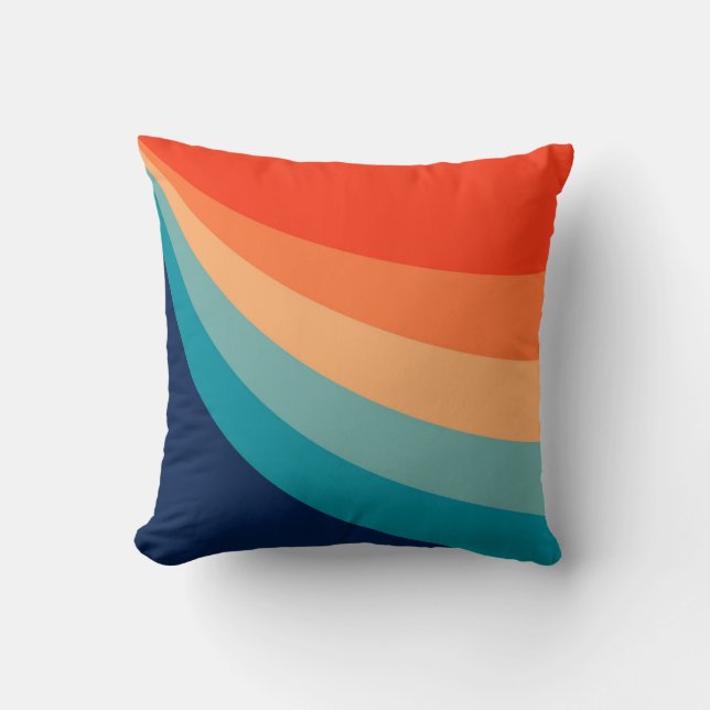 Colourful retro sun rays cushion (Front)