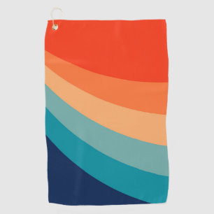 Colourful retro sun rays golf towel