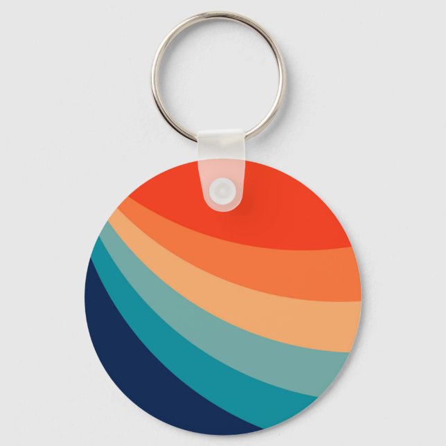 Colourful retro sun rays key ring (Front)