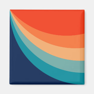Colourful retro sun rays magnet