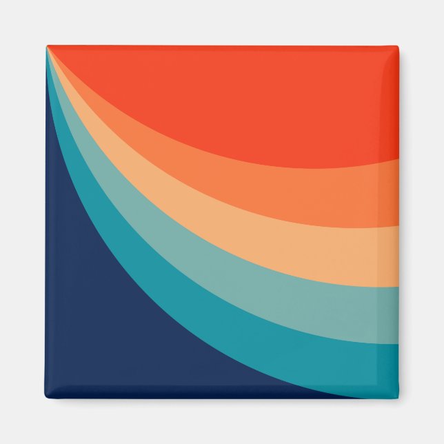 Colourful retro sun rays magnet (Front)