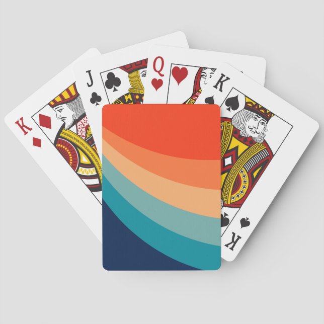 Colourful retro sun rays playing cards (Back)