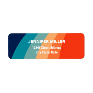 Colourful retro sun rays return address label